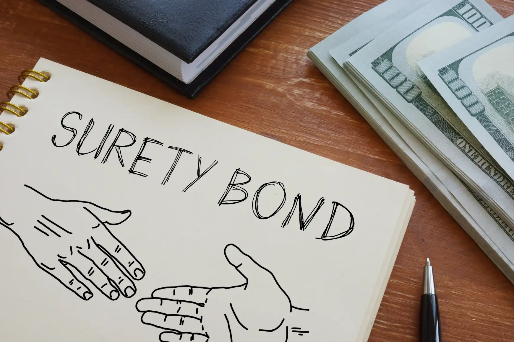 Surety bonds concept representing business insurance and bonding services for companies in California